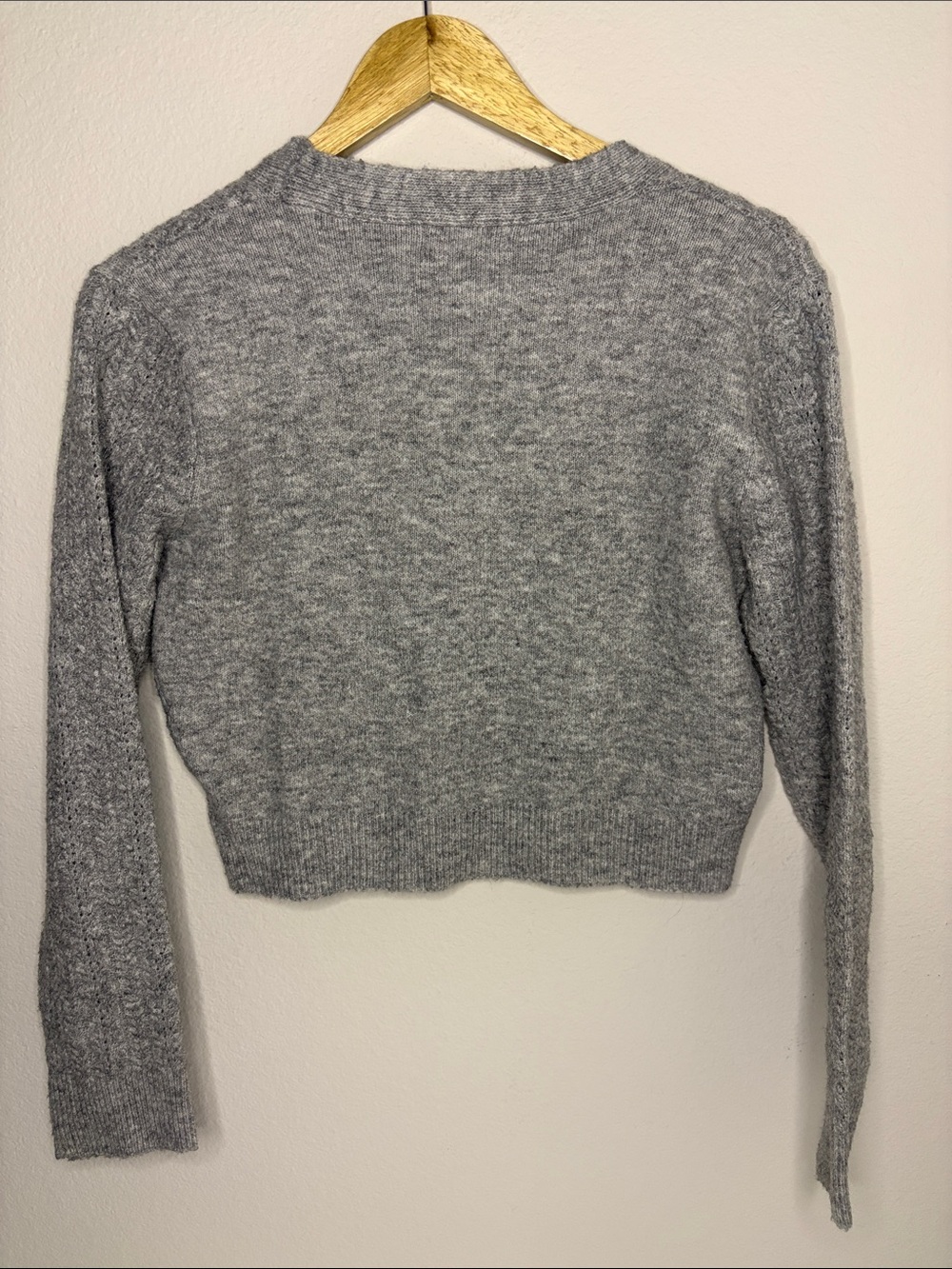 All in Favor Gray V-Neck Cropped Button Cardigan - Picture 3 of 9